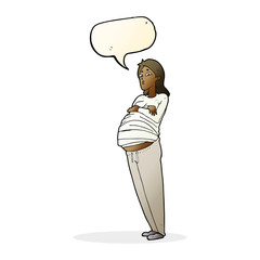 cartoon pregnant woman with speech bubble