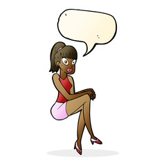 cartoon pretty woman with speech bubble