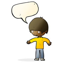 cartoon confused boy with speech bubble