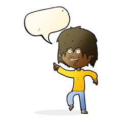 cartoon happy boy with speech bubble