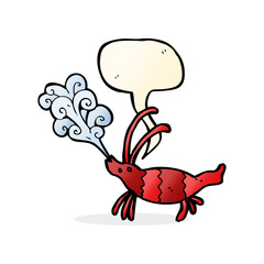 cartoon shrimp with speech bubble