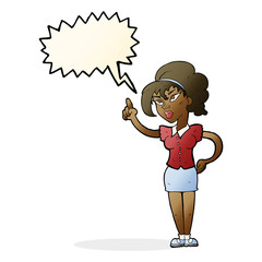 cartoon woman with idea with speech bubble
