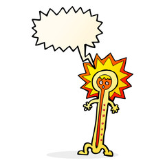 cartoon hot thermometer with speech bubble