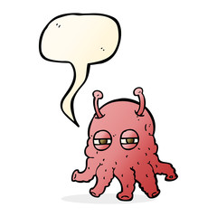 cartoon alien face with speech bubble