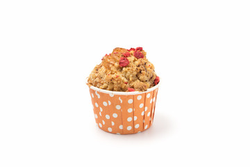 Strawberry muffins on isolate background.