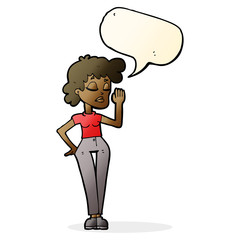 cartoon woman ignoring with speech bubble