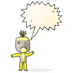 cartoon waving robot with speech bubble