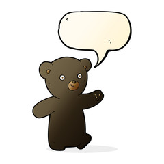 cartoon black bear cub with speech bubble