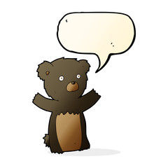 cartoon black bear cub with speech bubble