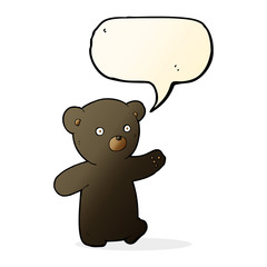 cartoon black bear cub with speech bubble