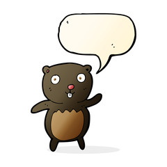 cartoon black bear cub with speech bubble
