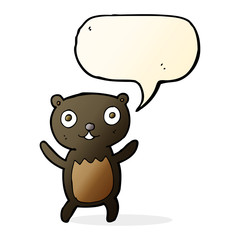 cartoon black bear cub with speech bubble