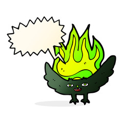 cartoon spooky vampire bat with speech bubble