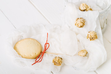 Homemade pie pops with jam on the white vintage  table...