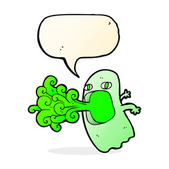 funny cartoon ghost with speech bubble