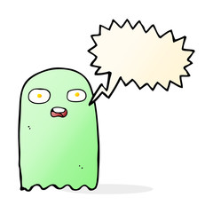 funny cartoon ghost with speech bubble