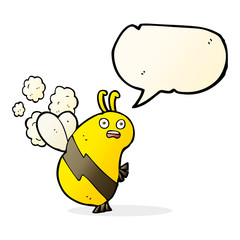 funny cartoon bee with speech bubble
