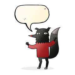 cartoon wolf with speech bubble