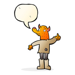 cartoon fox man with speech bubble
