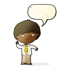 cartoon boy with idea with speech bubble