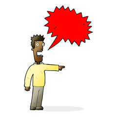 cartoon terrified man with speech bubble