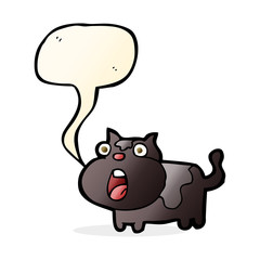 cartoon shocked cat with speech bubble