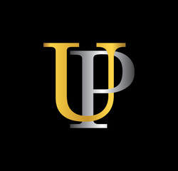 UP initial letter with gold and silver