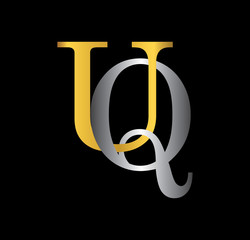 UQ initial letter with gold and silver