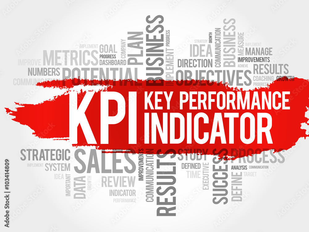 Poster kpi - key performance indicator word cloud, business concept background