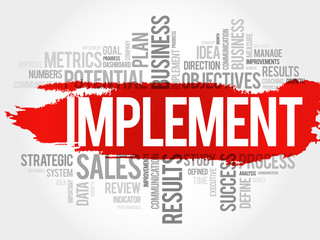 Fototapeta premium Implement word cloud, business concept background