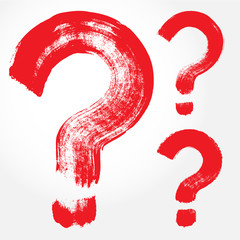 Set of 3 original hand-painted question symbol