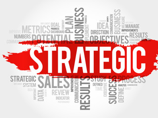 Obraz premium Strategic word cloud, business concept background