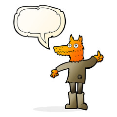 cartoon fox man with speech bubble