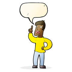 cartoon man with complaint with speech bubble