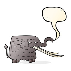 cartoon woolly mammoth with speech bubble