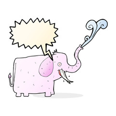 cartoon happy elephant with speech bubble