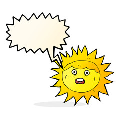 sun cartoon character with speech bubble