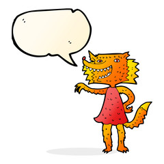 cartoon fox girl with speech bubble