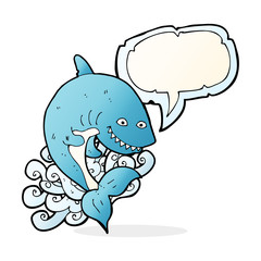 Obraz premium cartoon shark with speech bubble