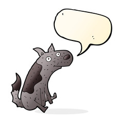 cartoon sitting dog with speech bubble