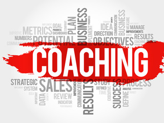 Coaching word cloud, business concept background