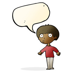 cartoon surprised boy with speech bubble