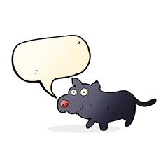 cartoon happy little dog with speech bubble