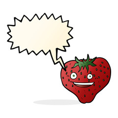 cartoon strawberry with speech bubble