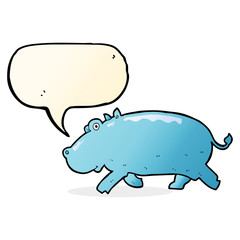 cartoon hippopotamus with speech bubble