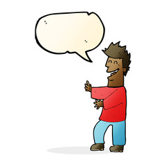 cartoon laughing man with speech bubble