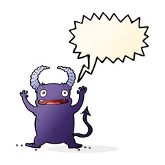 cartoon little devil with speech bubble