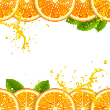 Banner with Fresh Oranges
