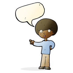cartoon pointing boy with speech bubble