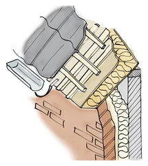 Fotobehang Detail van wand en dak met isolatie © emieldelange